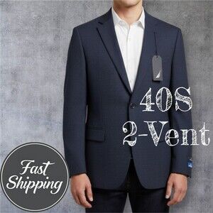 $ 264 NAUTICA Mens Blazer Sport Coat Two Button Jacket 40S Navy Blue 2-Vent